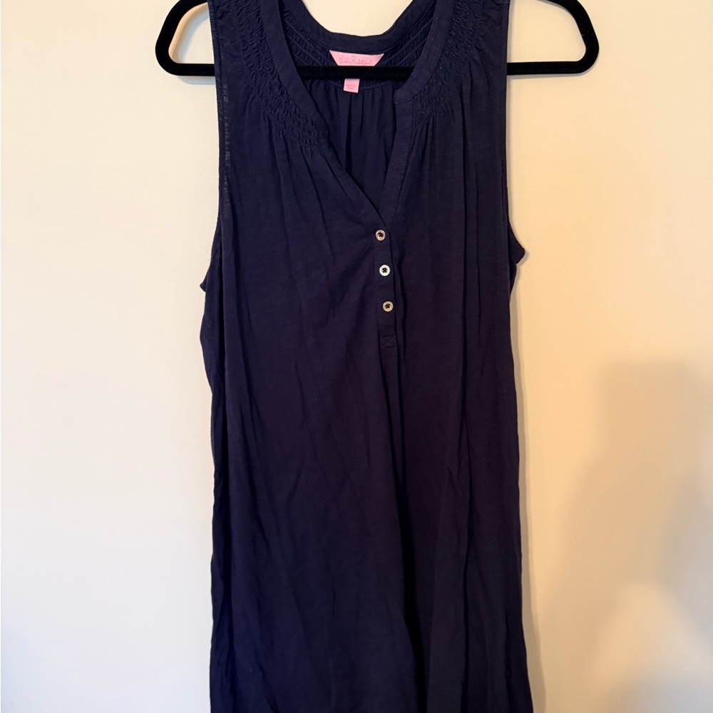 Lilly Pulitzer Navy Sleeveless Henley Tank